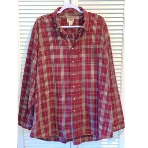 LL Bean Men’s Plaid Burgundy colored Flannel XXL Tall